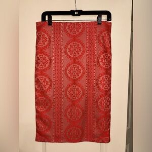 Renee C. Skirt. Red lace overlay. Elastic waist. Medium. Like new